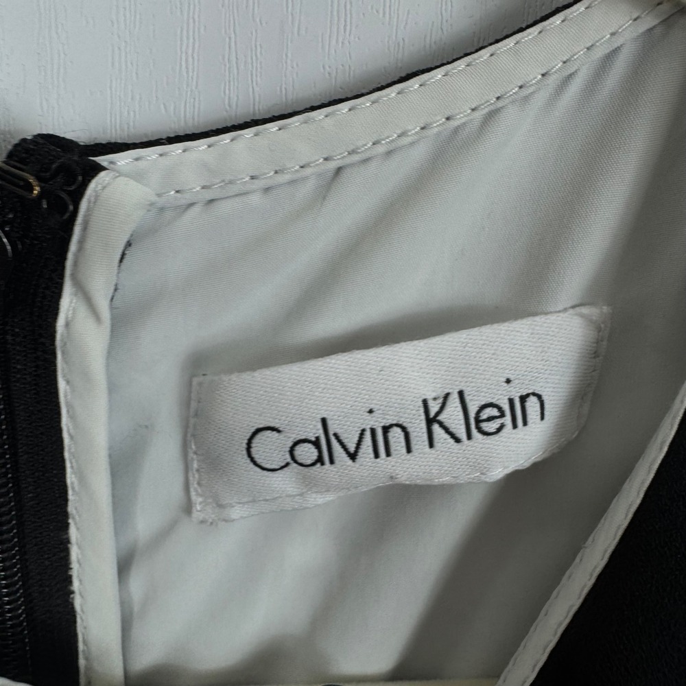 Calvin Klein Laser Cut Floral Sheath Dress Black White Casual Women Size 6P - Picture 9 of 14